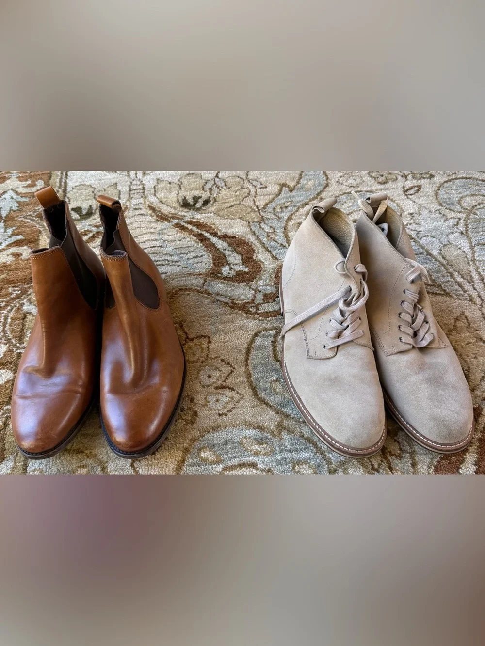 Banana Republic Brown Leather Chelsea & Beige Suede Chukka Pair Both Size 10